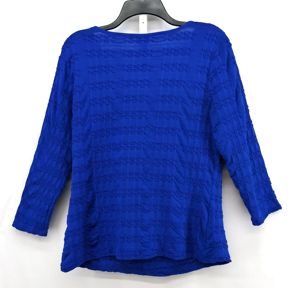 Blusa Pullover Top Laura Scott Mujer Mediana Azul Capucha Cuello Manga 3/4 Foto 3 de 4