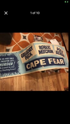 Vintage  Huge CAPE FEAR TheaterMarquee Poster Mitchum Peck Bergen 1962 !! Rare!!