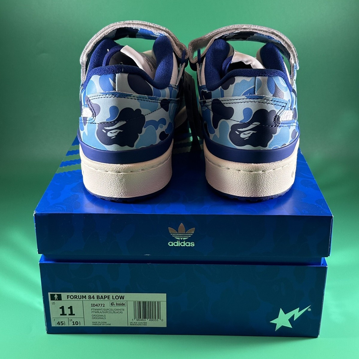 2X Adidas x Bape Forum 84 Low 30th Anniversary GREEN & BLUE CAMO