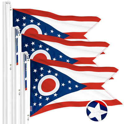 G128 3 Pack: Ohio OH State Flag 2.5x4 Ft Embroidered 300D Polyester