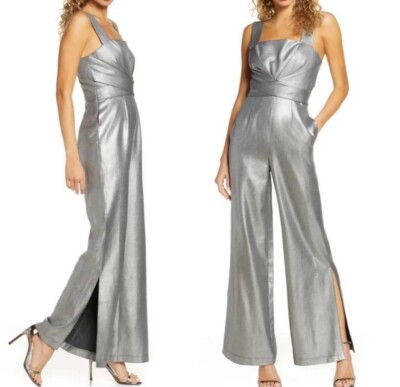 FOXIEDOX Sappho Silver Metallic Jumpsuit Size XS