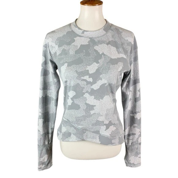 lululemon long sleeve crew neck camo print stretchy athletic shirt