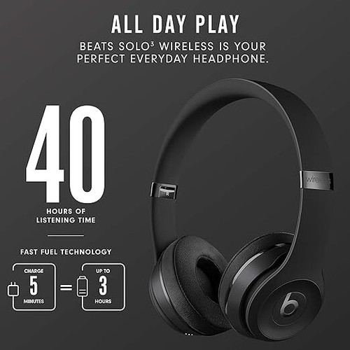 Beats Solo3 Wireless On-Ear Headphones Up To 40H-Black RGLP $199.99 - Picture 8 of 10