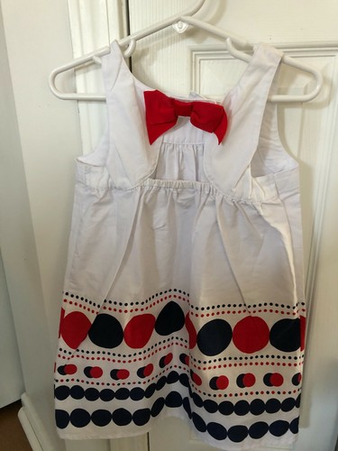 Girls Baby Toddler Sun Dress Gymboree Size 4 NWOT REd WHite Blue Mod Pattern - Picture 2 of 3