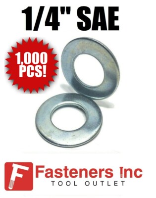washers for Screws 1/4 SAE Flat Washers Zinc Plated Low Carbon Grade 2/1,000 Pcs Quality Metal Fast washers for Screws 1/4 SAE Flat Washers Zinc Plated Low Carbon Grade 2/1,000 Pcs Quality Metal Fast