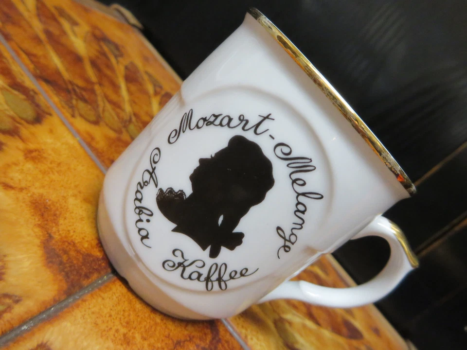 Taza de colección Mozart Melange Arabia taza de café taza negro blanco dorado Foto 3 de 4