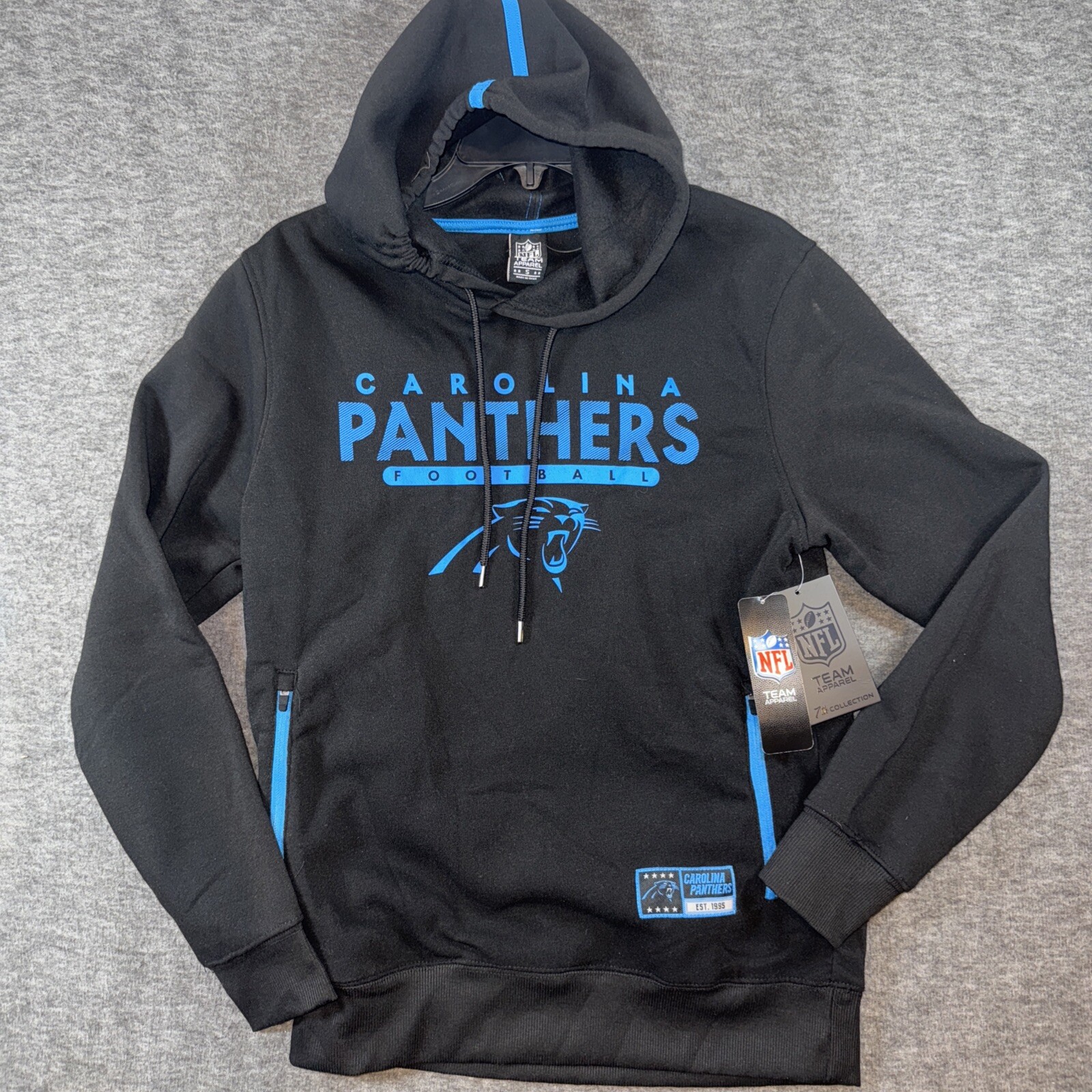 Carolina Panthers NFL Team Apparel Mens 7th Collection Hoodie Black Sz S NEW $85