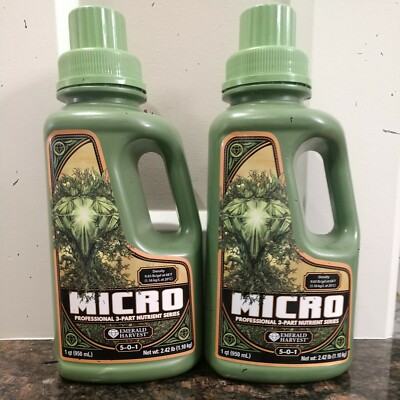 2( Two)  of Emerald Harvest MICRO Professional 3 - Part Nutrient Series 2 quarts