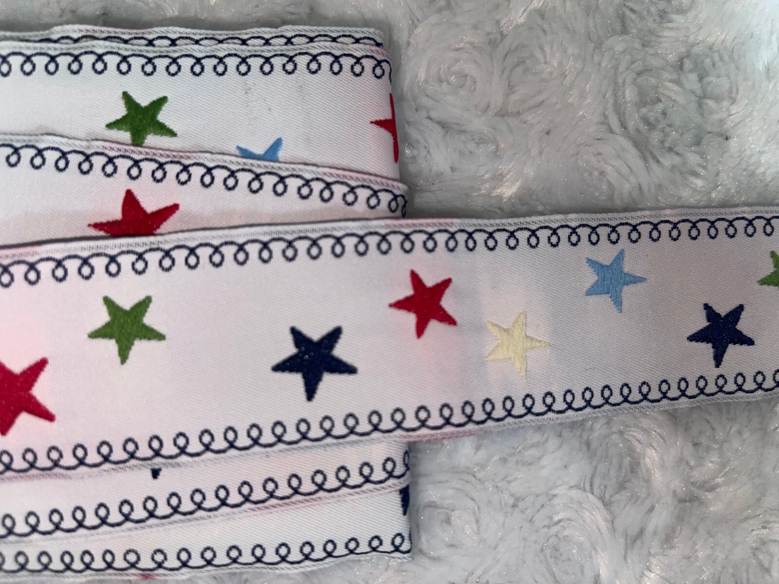 3 yards white navy red blue green stars jacquard sewing trim ribbon 1.5" wide eBay