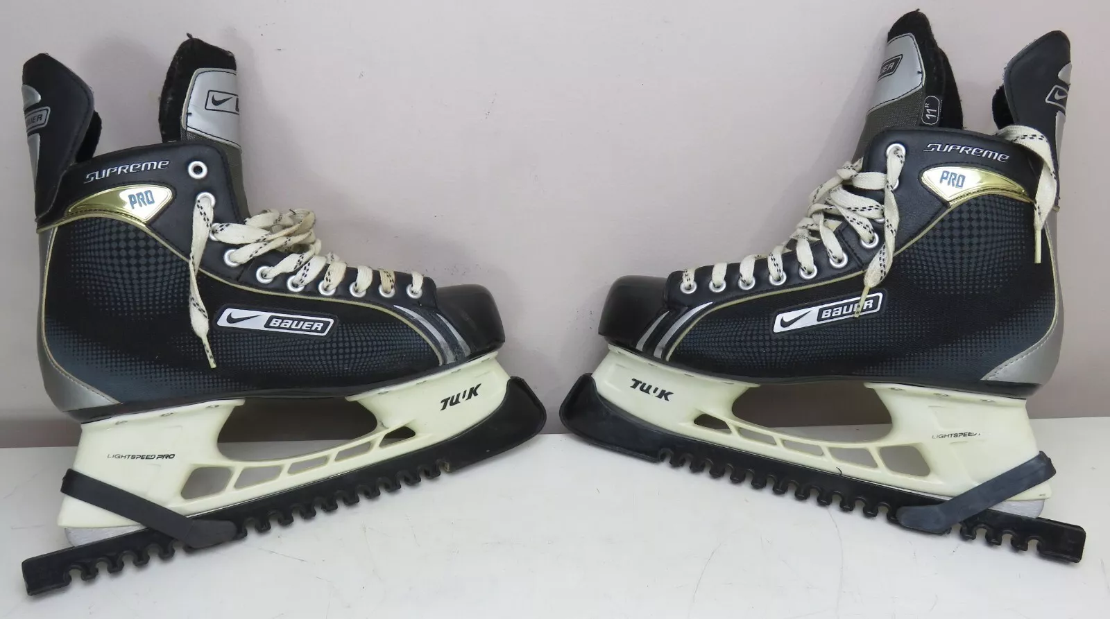 CHAUSSURE NIKE BAUER LIGHT SPEED SUPREME PRO SKATES TAILLE 11R TAILLE US 12,5 + PROTÈGE LAMES
