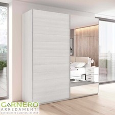 Armadio 2 ante scorrevoli 200 cm pino bianco design camera da letto CORTINA 