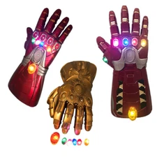 Thanos Infinity Gauntlet Gloves Hulk LED Light Avengers Iron Man Cosplay PVC Toy