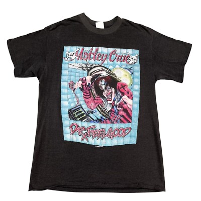 VTG Motley Crue the Crue's Back Dr. Feelgood 1989 Black T-Shirt Sz Large