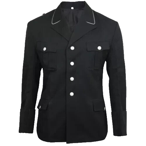 Veste D'Officier Allemand M36 WWII (Seconde Guerre Mondiale) | Col Noir, 6 Boutons | En Gabardine | Pour Reconstitution Historique - 4