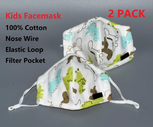 Pack de 2 Mascarillas Infantiles Reutilizables Lavables Ajustables Algodón Nariz Alambre Foto 4 de 4