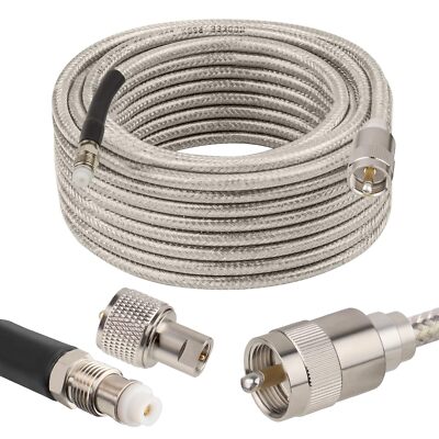 CB Coax Cable 35ftLow Loss RG8X Stranded Core CB Antenna Cable with PL-259 an...