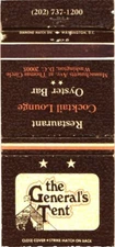The General's Tent Restaurant Cocktail Lounge Oyster Bar Vintage Matchbook Cover