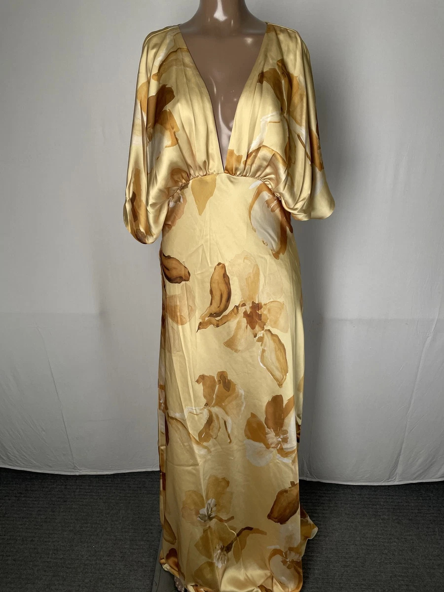 chinese dress ladies Women's Rosewood Romance Ivory Multi Floral Flutter Sleeve Maxi Dress | Size: S