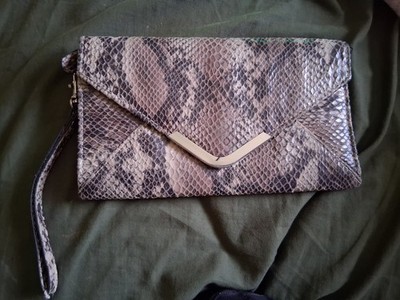Vinyl Python Snakeskin Print Women's Wallet Wristlet button snap 8.5''x5''x1''