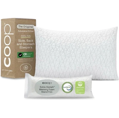 Coop Home Goods Original Adjustable Pillow, Queen Size, Memory Foam