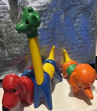 Vintage Tupperware Toys Zoo-It-Yourself Animals TupperToy Giraffe Elephant Dog