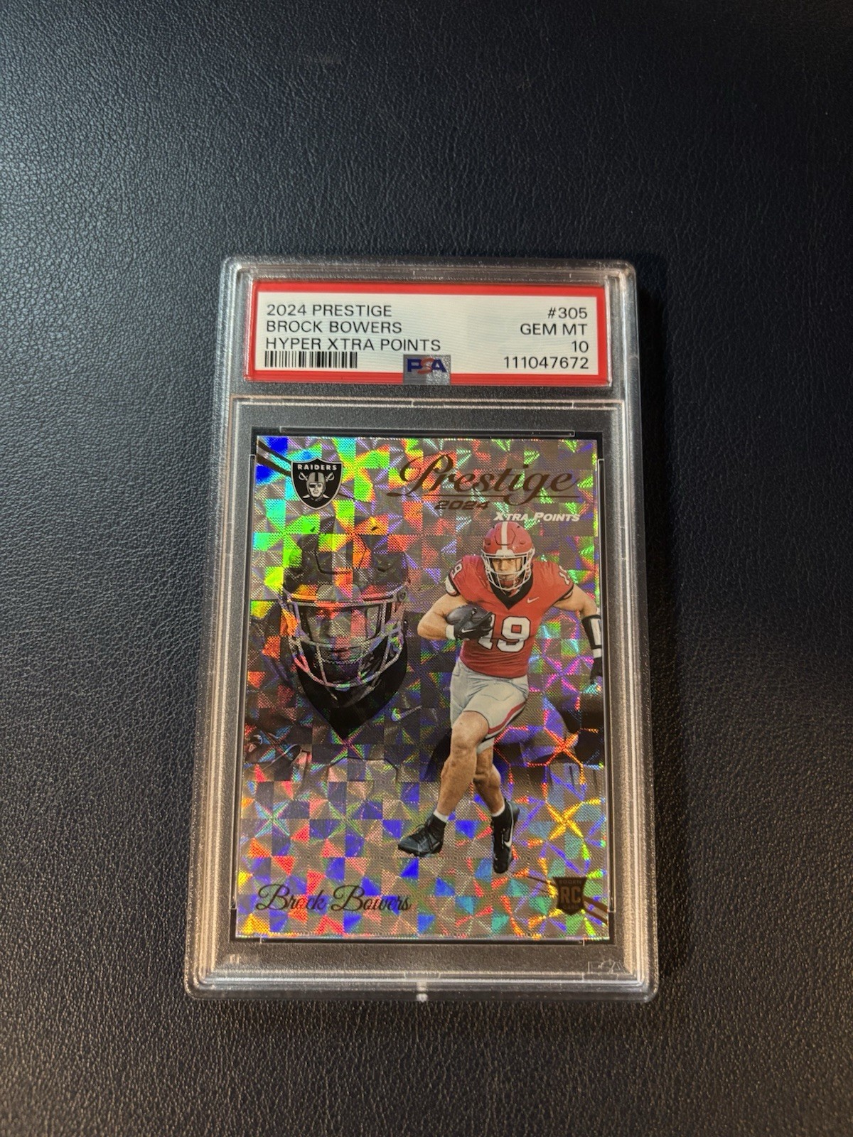 2024 Panini Prestige - Rookies Brock Bowers #305 Xtra Points Hyper (RC) PSA 10