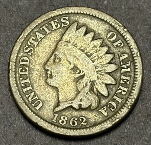 1862 Indian Cent Copper Nickel 1C Coin VG - Civil War