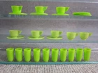 27 pc Vtg Deluxe Reading Dream Kitchen Barbie Doll Green Plate Cup Tumbler Lot