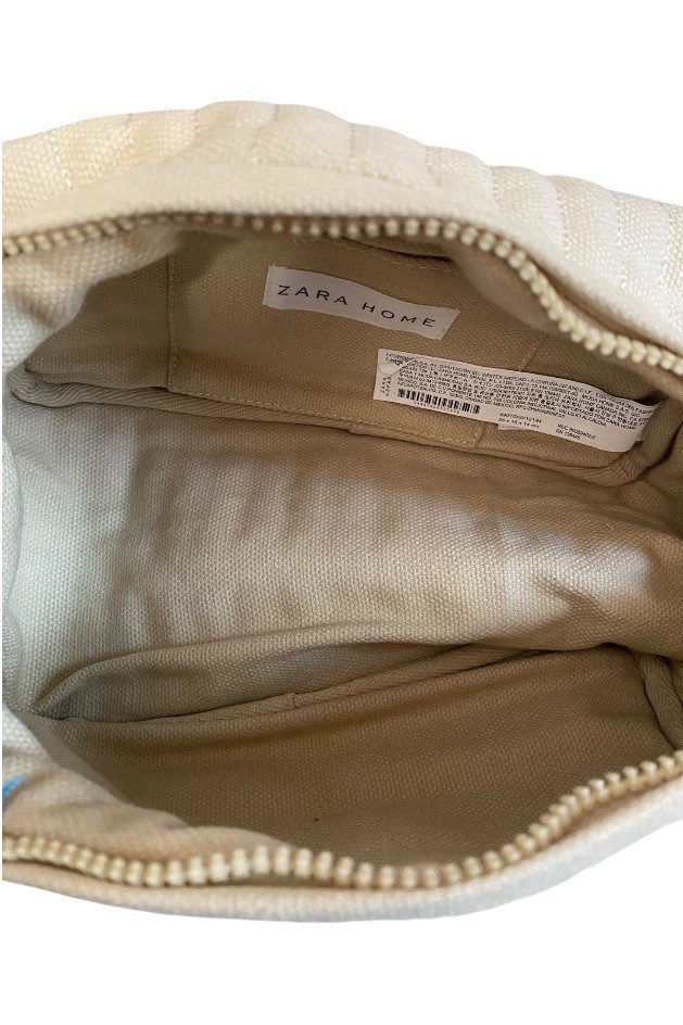 Zara Home Beige Quilted Cosmetic Bag/Toiletry Bag