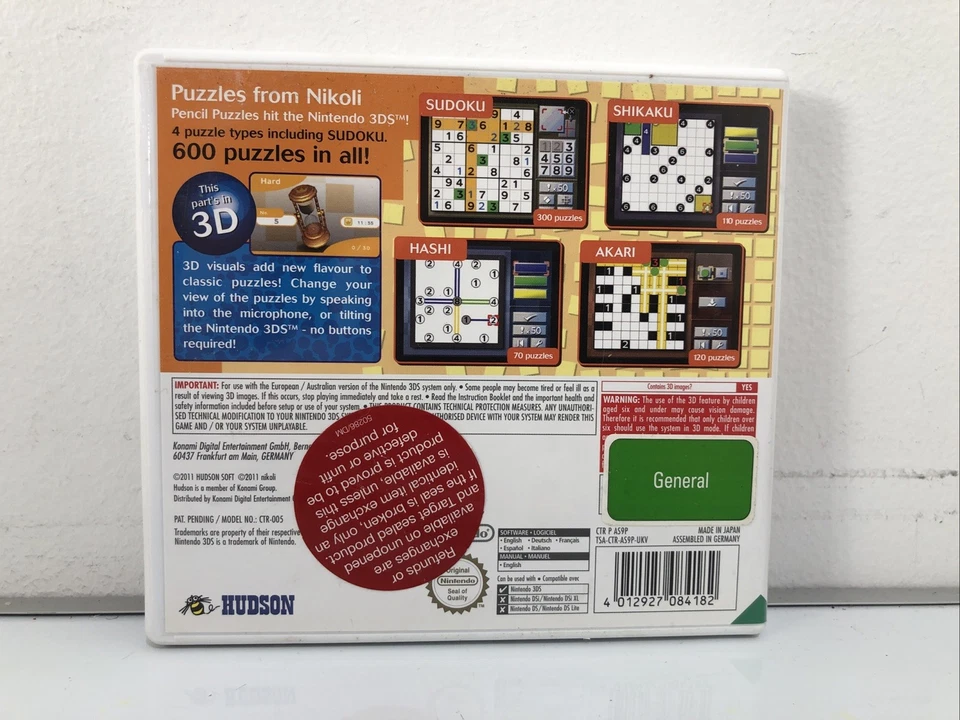 Sudoku The Puzzle Game Nintendo 3DS Game - VGC - Manual Included - Rated G - PAL - Image 2 of 4