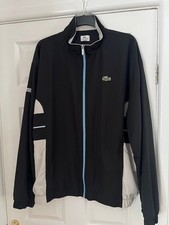 GENUINE RETRO LACOSTE TRACKSUIT TOP BLACK/WHITE WITH TRIM SIXE XXL