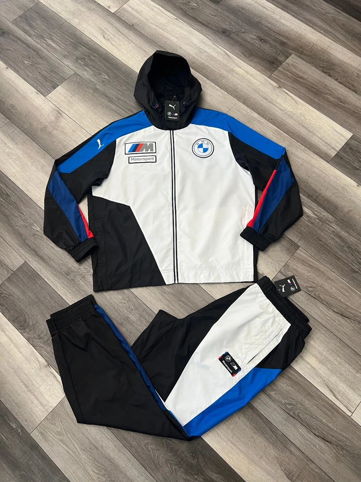 Puma BMW Motorsports Men's 2 Piece Tracksuit Black and White Windbreaker Size M - Image 2 of 4