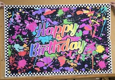 " HAPPY BIRTHDAY " : FLAG / BANNER / BACKDROP - 59 " x 39 " - GREAT FOR PARTIES 