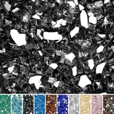 Skyflame 10-Pound Fire Glass for Fireplace Fire Pit and Landscaping, Onyx Black 