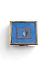 Vintage Brass Powder Compact With Mirror And Powder  Puff Coat Of Arms Design 