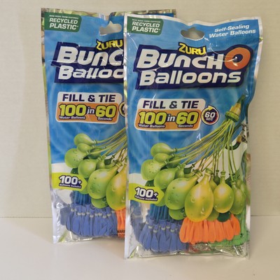 ZURU Bunch O Balloons Fill & Tie 100 Water Balloons Orange Blue Green 2 Pk