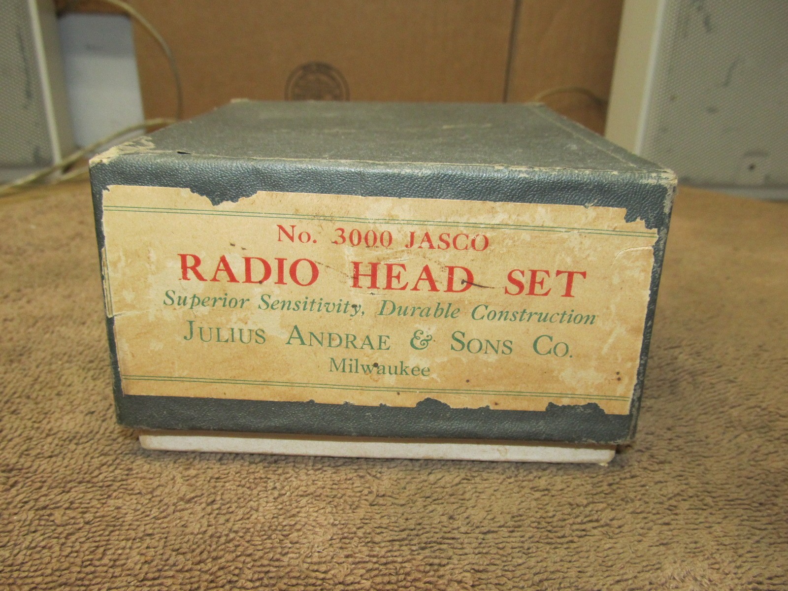1920`s Julius Andrae No. 3000 Jasco Radio Head Set, Headphones Original Box