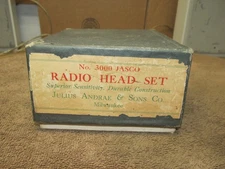 1920`s Julius Andrae No. 3000 Jasco Radio Head Set, Headphones Original Box