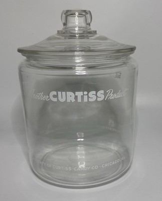 CURTISS CANDY CO. CHICAGO  CURTISS PRODUCT  GLASS STORE DISPLAY JAR Pre Owned