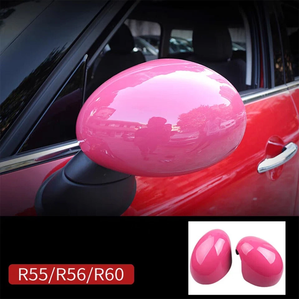 Cubierta de espejo retrovisor lateral rosa plegable manual para MINI Cooper R55 R56 R57 R58 R60 R61 Foto 2 de 4