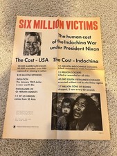 Vietnam War Poster Six Million Victims Anti- Richard Nixon Rare! Indochina