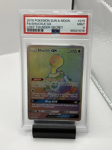 2018 Pokemon Shuckle GX Secret Rare SM Lost Thunder 215/214 PSA 9 MINT