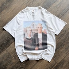 Grant Wood American Gothic Art T-Shirt Men’s Large USA Made Vintage 1995