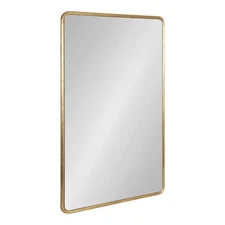 Kate and Laurel Caskill Modern Framed Rounded Rectangle Mirror 24 x 36 Gold D...