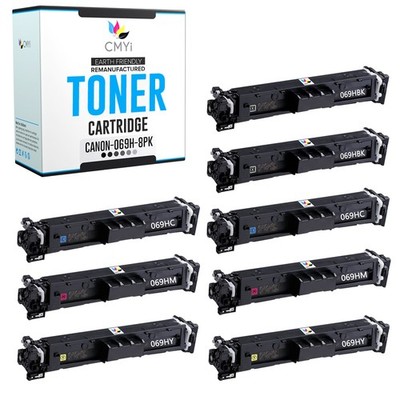CMYi 8PK Replacement 069H Printer Toner Cartridges for Canon i-SENSYS LBP673Cdw