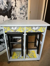 Vintage Folding Bar Liquor Cabinet Serving Bar Expandable MCM 32x14"-30"x28”