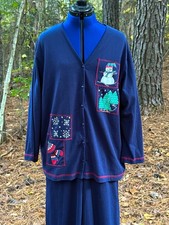 Vintage Willow Ridge Christmas Lounge Set XLP Snowman Trees Mittens Made USA