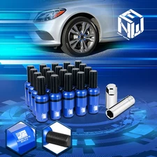 J2 20X Removable Cap Closed End Ball Seat Wheel Lug Nuts Blue for Mercedes-Benz