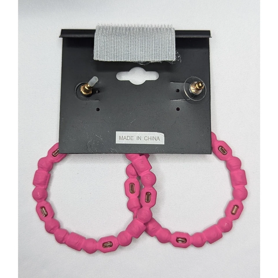 Pendientes de aro nOir rosa con pedrería Foto 3 de 4