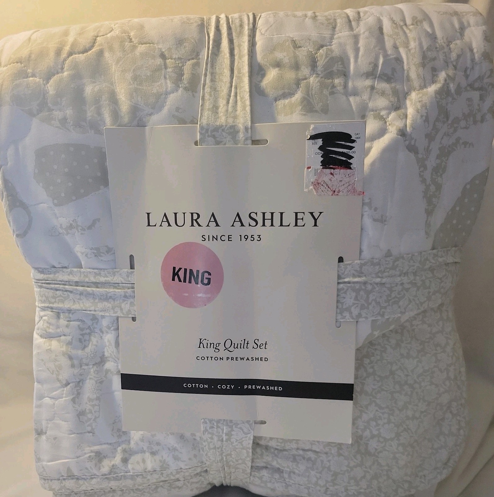Laura Ashley 3pc King Celina Patchwork 100% Cotton Quilt Bed
